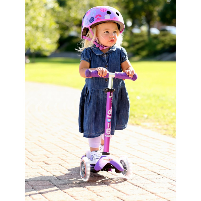 Самокат дитячий Micro Deluxe Kinder Scooter з регульованим кермом, світлодіодні колеса, фіолетовий