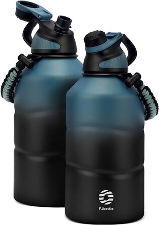 Фляга для води Fjbottle з нержавіючої сталі 1900 мл з магнітною кришкою, BPA Free, подвійні стінки, термо, без витоку, для спорту, універу, кемпінгу, подорожей, темно-синій колір