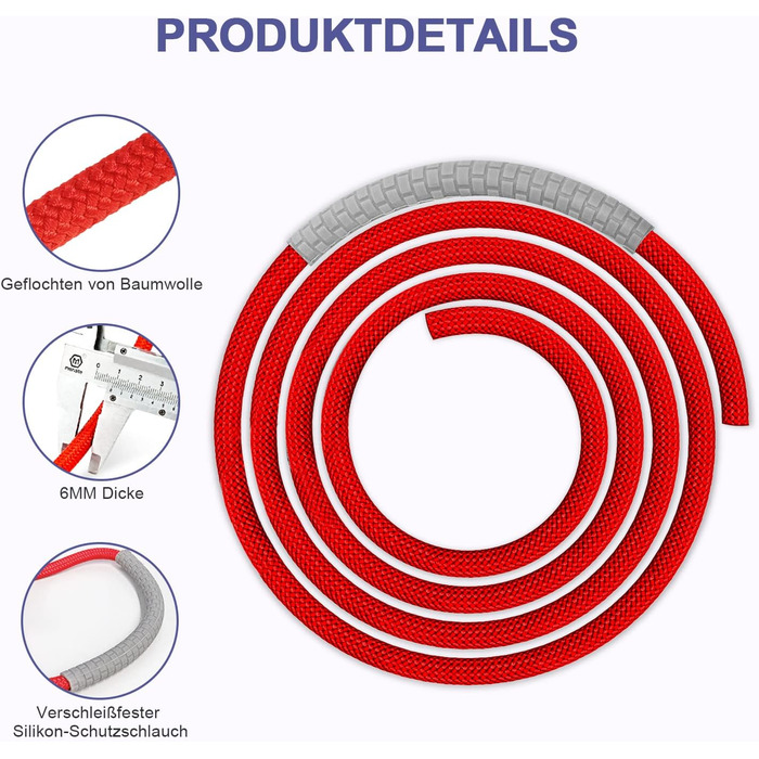 Скакалка Springseil: регульована, довговічна, з підшипниками 360°, без скручування, з ручками з Memory Foam, антиковзка, з сумкою для перенесення