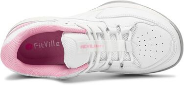 Тенісні кросівки FitVille для жінок, широка модель, для залу, дихаючі, для тенісу, бадмінтону, фітнесу, ходьби. Кольори: авокадо, сірий, білий, рожевий. Розмір EU 36 (широкий)