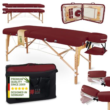 Zen – Мобільний масажний стіл Zen з круглими кутами, складний та з регулюванням висоти – масажний стіл з цільного дерева для активних стилів масажу. Масажний стіл з підголовником, підлокітниками та кишенею