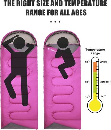 Спальний мішок для дорослих, походів, легкий, водонепроникний, для холодної погоди. Підходить для жінок, чоловіків, дівчаток та хлопчиків. Ідеальний для кемпінгу, трекінгу, відпочинку на природі, полювання. З компресійним мішком (фіолетовий)