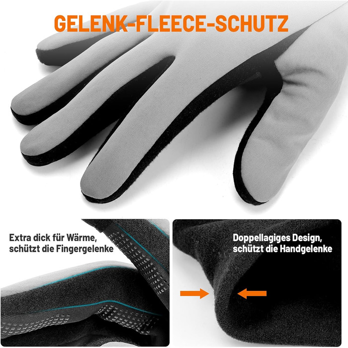 Рукавички зимові GXCROR 3 Thinsulate, для велосипеда, бігу, риболовлі, з дотиковою підтримкою, сірі, XL