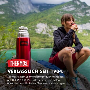 Термос Thermos Light & Compact з нержавіючої сталі, 1.0 л, червоний (Cranberry Red Polished)