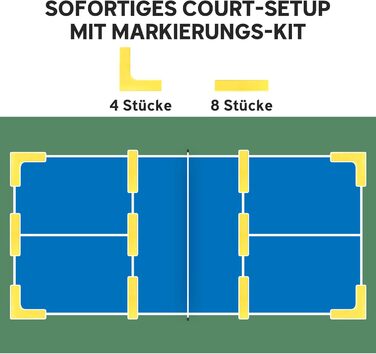 Набір для піклболу SPORTNOW: портативне поле з сіткою, збирач м'ячів, 4 м'ячі, маркер для поля та сумка для перенесення. Підходить для вулиці.