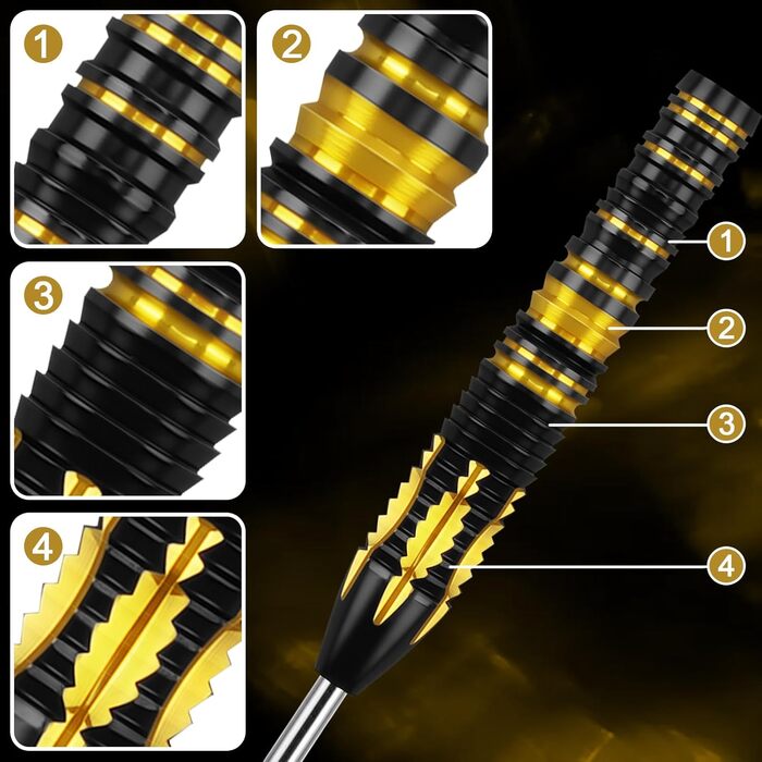 Дарти WIN.MAX Tungsten 90% (24г) з металевим наконечником - 3 шт., професійні сталеві дротики