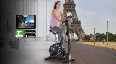 Велотренажер Tunturi FitCycle 70i/50i з LCD-дисплеєм, 32 рівнями навантаження, додатками Zwift та Tunturi Routes, сенсором пульсу, для дому, до 150 кг