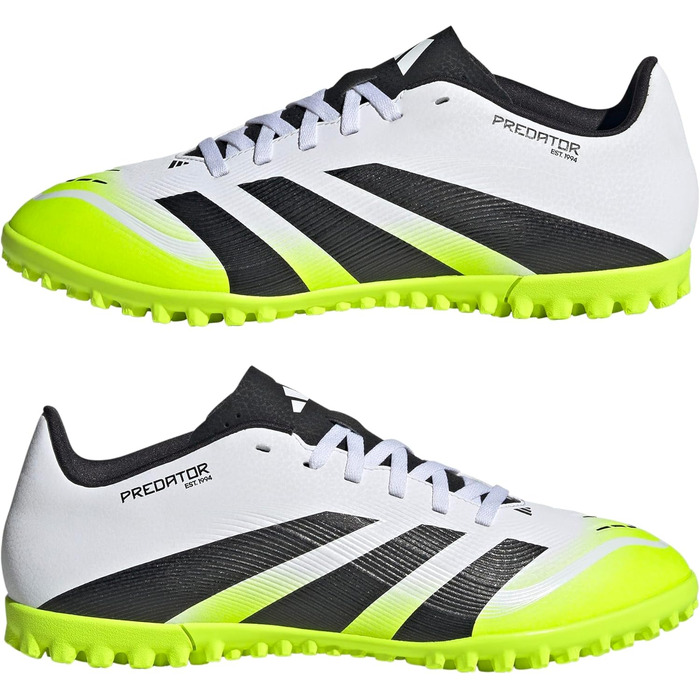 Футбольні бутси adidas Predator Club Turf для унісекс (46 2/3 EU, білий/чорний/лимонний)
