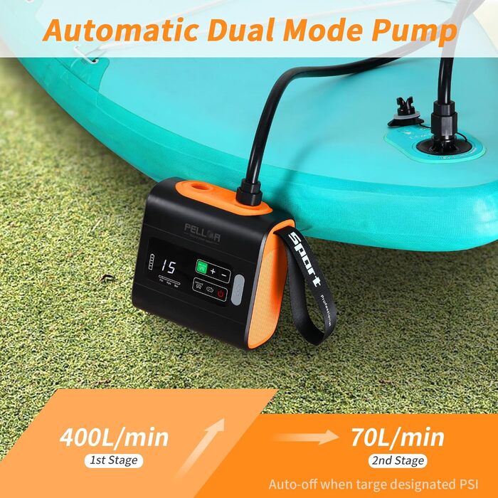 Електрична SUP-насос PELLOR 22 PSI з акумулятором: для надувних SUP-дошок, каяків, човнів та наметів
