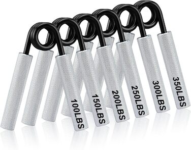 Набір для тренування сили рук Griffkraft, 50/100/150/200/250 LBS, металевий антиковзний тренажер, для зміцнення пальців та м'язів рук, сріблястий, комплект з 4 шт.