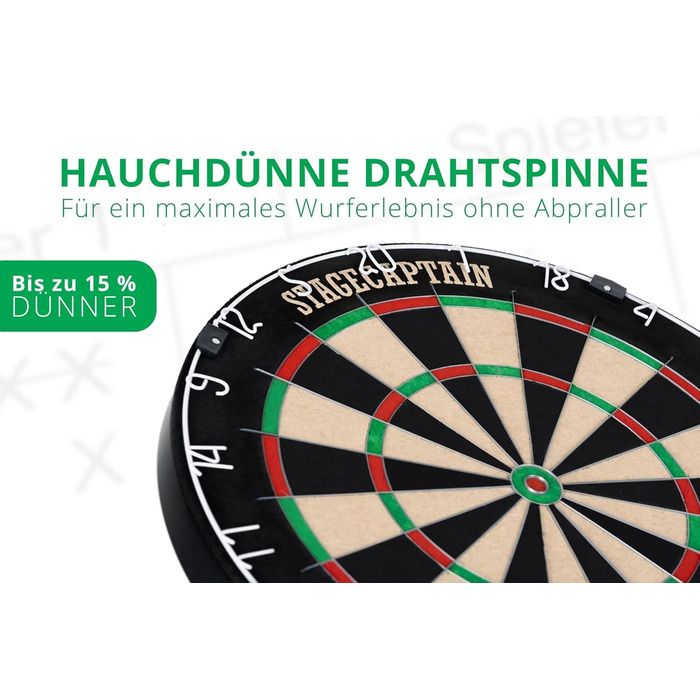Stagecaptain DBS-1715 Bullseye Pro комплект для дартсу: професійна стілдардс дошка з сизалю, гумовий килимок, регульована стійка, 6 дротиків, 4 комплекти оперень, золото
