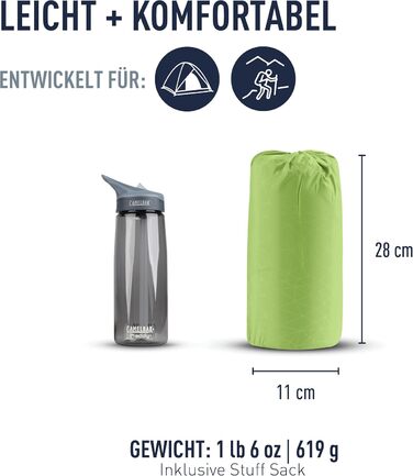 Каремат Sea to Summit Comfort Light Self Inflating - килимок для туризму, зелений (Small) - 2.5 сезони, технологія Delta Core