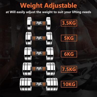 Регульовані гантелі Dskeuzeew: набір сталевих гантелей 5/7.5/10 кг з пінопластовими ручками для дому