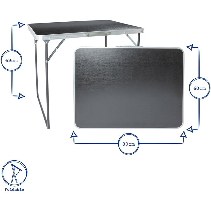 Складаний кемпінговий стіл Harbour Housewares 80x60 см, металевий, для пікніка, саду, грилю