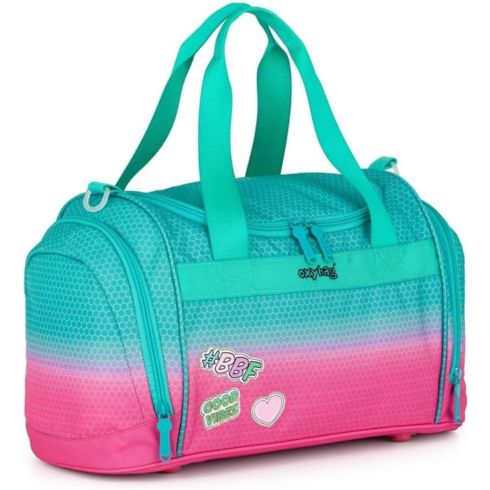 Спортивна сумка Kinder з відділенням для взуття, 2 бічними кишенями, регульованим плечовим ременем, 100% поліестер, 45×28×22 см, рожева