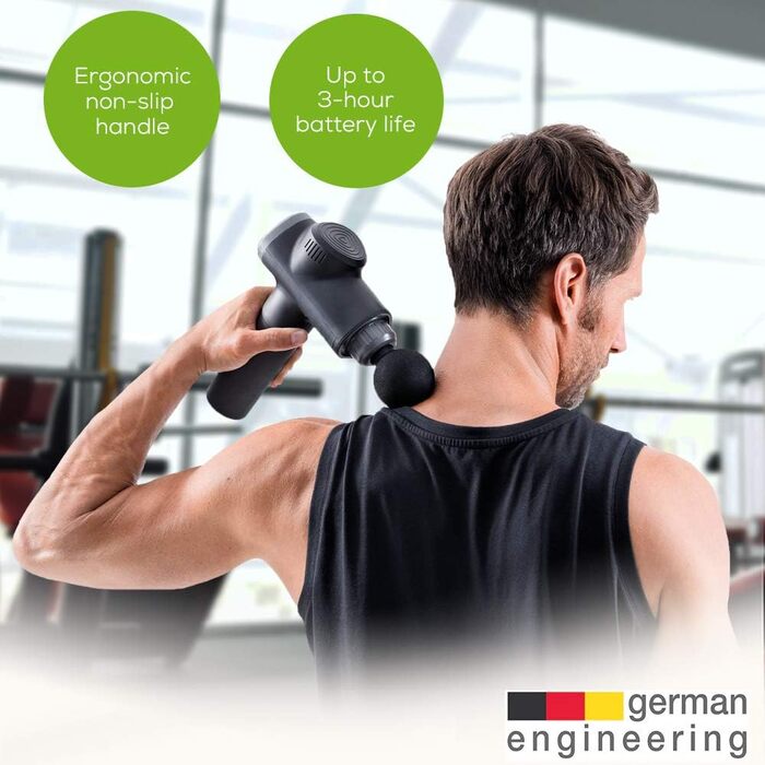 Масажер Beurer MG99: компактний, з 4 насадками, для розслаблення м'язів та зняття напруги, 5 рівнів інтенсивності (Чорний)