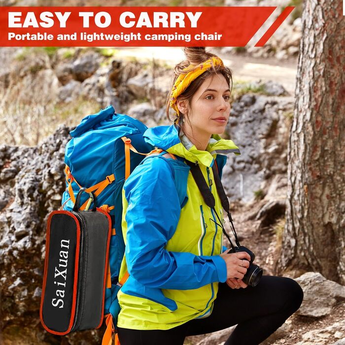 Складний туристичний стільчик SaiXuan з кишенею та сіткою, до 120 кг, для відпочинку, риболовлі та пікніків