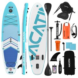 NACATIN SUP дошка надувна 320 см з сидінням, веслом та рюкзаком - для йоги, річки, моря (синій)