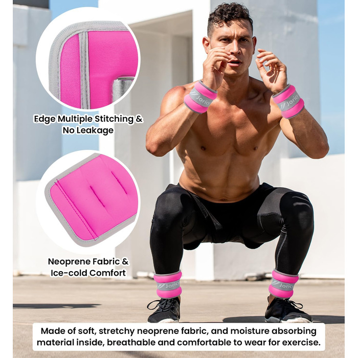 Ваги на ногу/зап'ястя для фітнесу, 1-10 кг, 1 пара, рожево-рожевий