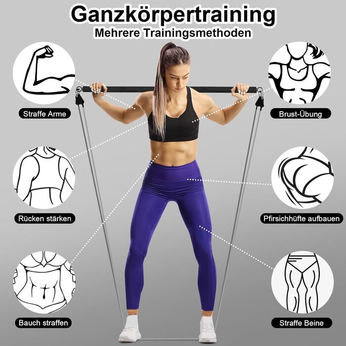 Набір фітнес-гумок для пілатесу M MOACC з 5 рівнями опору (10/20/30/40/50lbs), регульований та знімний