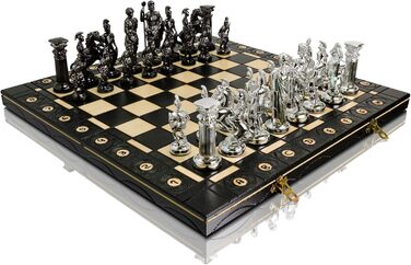 Шахи Master of Chess Spartan 40x40 см, металізована пластикова фігура, дерев'яна дошка, антик Рим, класична настільна гра