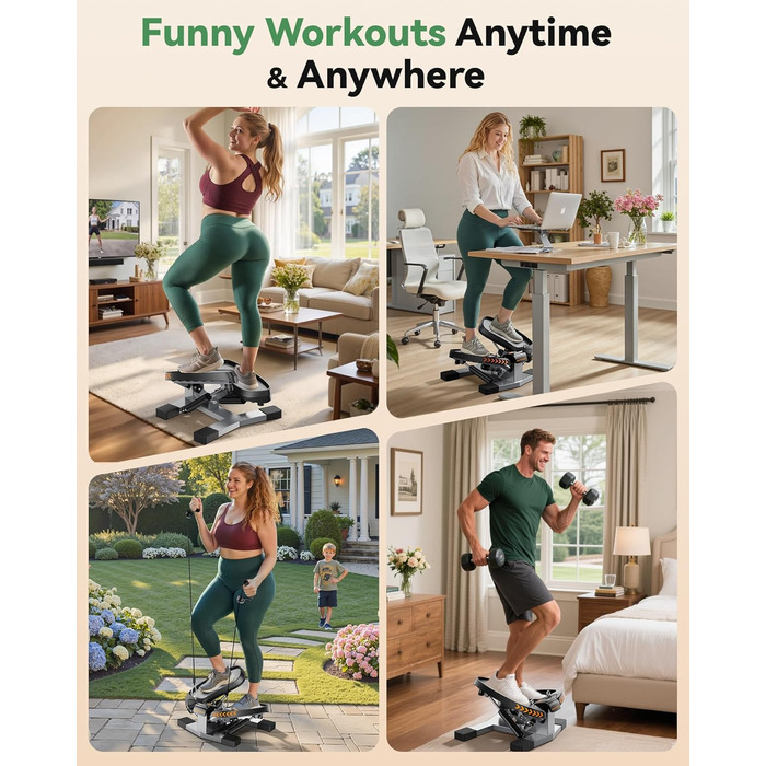 Сходи для фітнесу Sportsroyals для дому – степер з тросами для тренування ніг, рук та сідниць, фітнес для дому та офісу (02-Twist stepper)