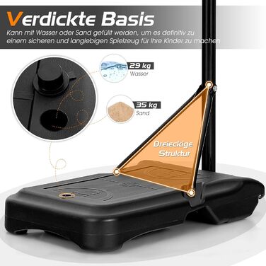 Баскетбольний кошик COSTWAY Outdoor, регульована висота 155-210/170-230 см, мобільна баскетбольна установка з роликами, для дітей та юнаків (Indoor/Outdoor)