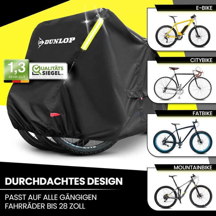 Dunlop чохол для велосипедів на 3 велосипеди XL, водонепроникний, антикорозійний, з чохлом для транспортування, доступом до акумулятора і отворами для замка, 200x120x120 см