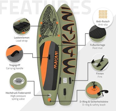 Надувна SUP-дошка ECD Germany 305-380 см, до 150 кг, комплект із сидінням для каяка, сумкою та веслом, різні моделі
