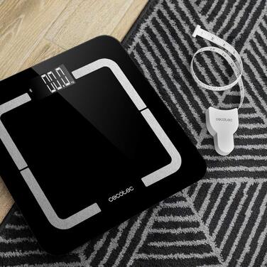 Розумні ваги Cecotec Surface Precision 9750 Smart Healthy з біоімпедансом, Bluetooth, 10 параметрів здоров'я, загартоване скло, чорні (30 x 30 см)