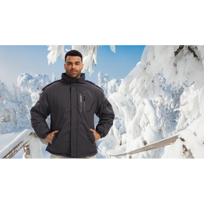 Чоловіча лижна куртка QPNGRP, водонепроникна, ізольована, зимова, 5 кишень на блискавці (S, темно-сірий)