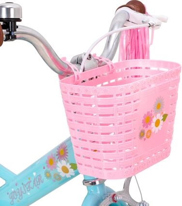 Дитячий велосипед JOYSTAR Little Daisy 12/14/16 дюймів для дівчаток 2-7 років з додатковими колесами, кошиком і стрічками