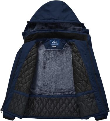 Чоловіча тепла куртка для сноуборду та гірськолижного спорту: флісова, зимова, вітрозахисна, для хайкінгу та активного відпочинку з капюшоном (XL, темно-синій)