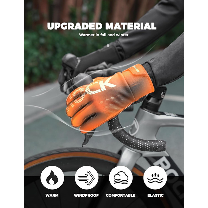 Велосипедні рукавички ROCKBROS для жінок та чоловіків, зимові, Thinsulate, теплі, сенсорні, для MTB, катання, альпінізму, бігу та активного відпочинку (XXL, Thinsulate)