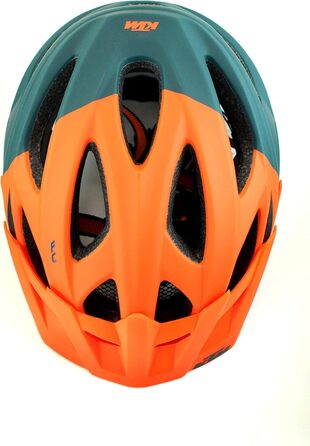 Велошолом KTM Factory Character 2021 з магнітною застібкою Fidlock, помаранчево-матовий/петрол, розмір 54-58 см