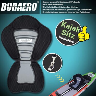 Надувна SUP-дошка 330x76x15 см, до 150 кг, з сидінням для каяка та кріпленням для камери, комплект аксесуарів (весло, насос, рюкзак), багатокольорова