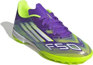 Дитячі футбольні бутси adidas F50 League Turf для штучного покриття, розмір 35 EU, фіолетовий, білий, лимонний