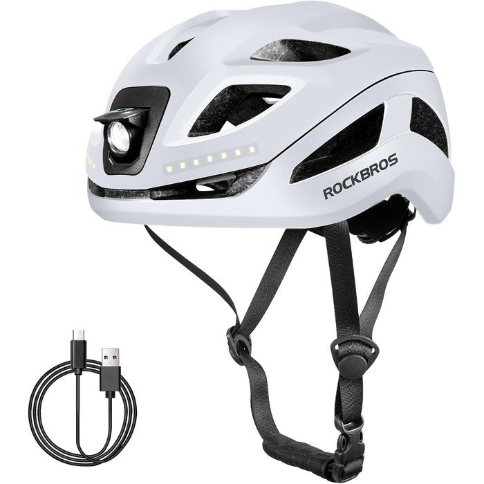 Велошолом ROCKBROS з LED-підсвіткою, MTB, для чоловіків і жінок, USB зарядка, акумулятор 1800 мАг, дихаючий, розмір 58-60 см, чорний-фіолетовий
