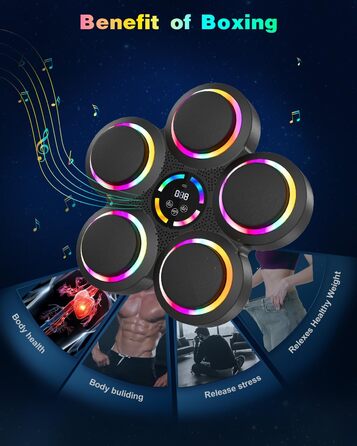 Музична бокс-машина з LED-підсвіткою та Bluetooth, 9 режимів швидкості та лічильник ударів, для дорослих та дітей, 5 ударних подушок