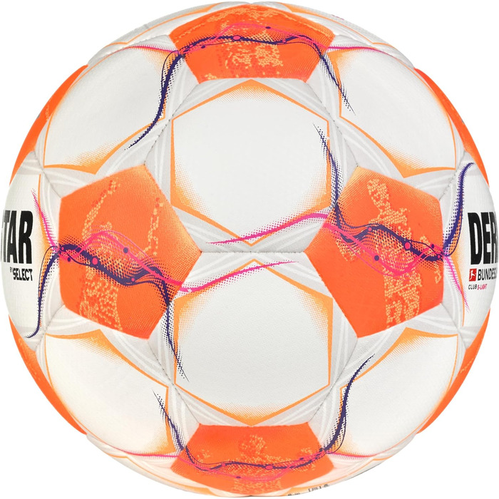 Футбольний м'яч Derbystar Bundesliga Club S-light V24, розмір 3, біло-оранжево-рожевий, для юніорів, унісекс