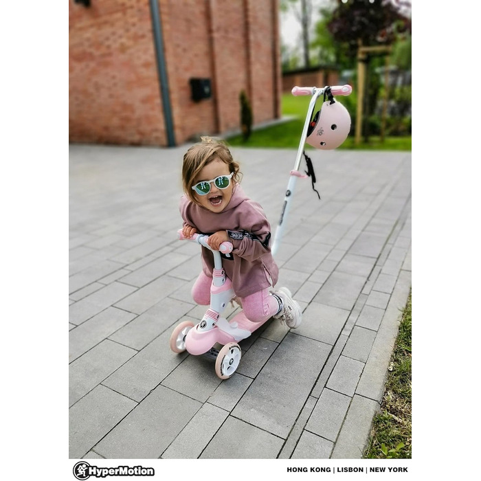 Самокат дитячий Kinderroller 5 в 1 рожевий: самокат-біговел, з сидінням, для дівчаток та хлопчиків