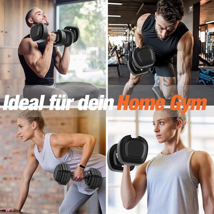Регульований набір гантелей DH FitLife 2026 від 2,5 до 25 кг, 18 рівнів ваги, професійний комплект гантелей для чоловіків та жінок