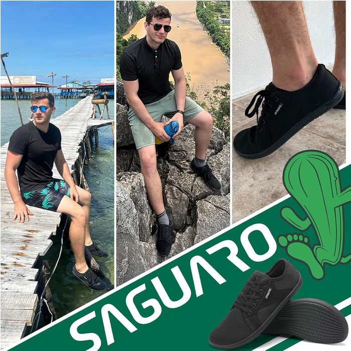 В'язані босижні черевики SAGUARO Unisex з широкою переднячкою та нульовим перепадом п'яти, Luck Ⅰ, розмір 36-48, чорний