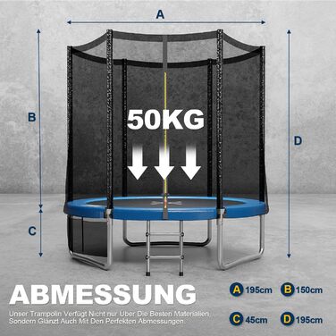 Трамплін JUMMICO Outdoor для дітей з драбиною та боковою кишенею, Ø 183/228/305/366/427 см, сертифікат GS