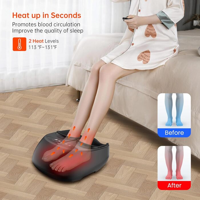 Масажер для ніг Snailax Shiatsu з пультом дистанційного керування. Електричний масажер для ніг для зняття болю, покращення циркуляції, фасціїту, глибокого масажу та компресії. Вібраційний підігрівач для ніг, подарунок для жінок.