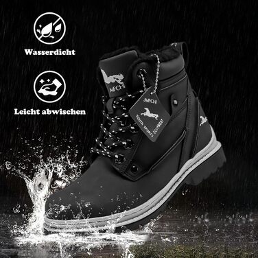 Дитячі зимові черевики JMFCHI для хлопчиків та дівчаток: трекінгові, на шнурівці, з теплим підкладком, чорні, розмір 39 EU