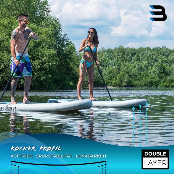 Надувна SUP-дошка Bluemarina Moana 305x75x15 см, серфборд із комплектом, гарантія 5 років, вантажопідйомність 130/180 кг