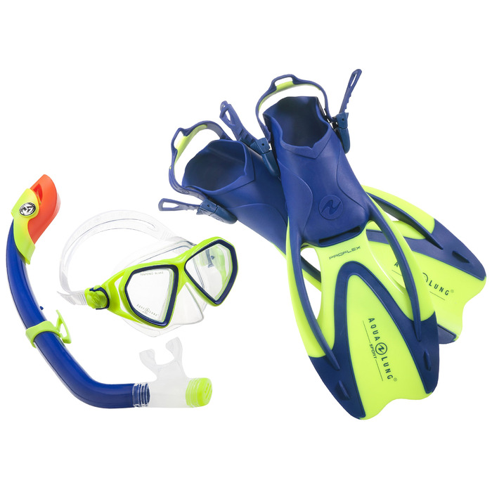Набір для дайвінгу Aqua Lung Sport La Costa Junior Pro для дітей (маска, трубка, ласти) з сумкою - блакитний 32-35