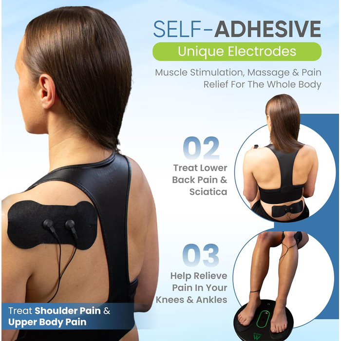 Масажер для ніг TENS та EMS Medi-Boost | Зменшує набряки, Plantarfasciitis, артрит, болі в ногах та спині | Медичний сертифікат