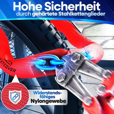 NEXTCOVER® LockOne: надійний замок для велосипеда з ключем - висока безпека, міцна ланцюгова конструкція, 3 ключі (червоний)